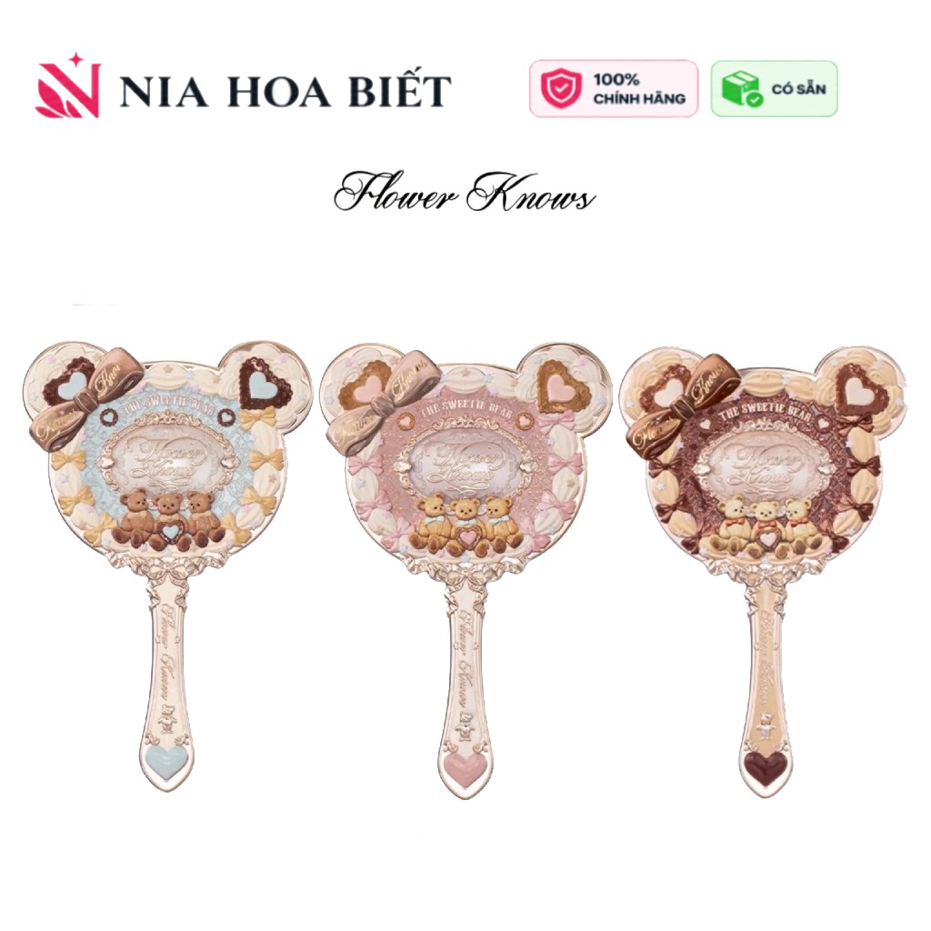 Gương Cầm Tay Gấu Hoa Biết – Flower Knows Sweetie Bear